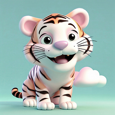 JPG 구름 편집이미지 한마리 동물캐릭터 사람없음 3D 귀여움 십이지신 호랑이띠 호랑이 디지털합성 십이지신캐릭터 편집3D AI컴퓨터그래픽 AI콘텐츠 자연요소 동물 캐릭터 1 컨셉 포유류 파일형식