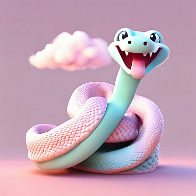 JPG 구름 편집이미지 한마리 동물캐릭터 사람없음 3D 귀여움 십이지신 뱀띠 뱀 디지털합성 십이지신캐릭터 편집3D AI컴퓨터그래픽 AI콘텐츠 자연요소 동물 캐릭터 1 컨셉 파충류 파일형식