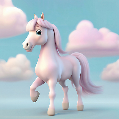 JPG 구름 편집이미지 한마리 분홍색 동물캐릭터 사람없음 3D 귀여움 십이지신 말_동물 디지털합성 십이지신캐릭터 말띠 편집3D AI컴퓨터그래픽 AI콘텐츠 자연요소 동물 캐릭터 1 컬러 컨셉 포유류 파일형식