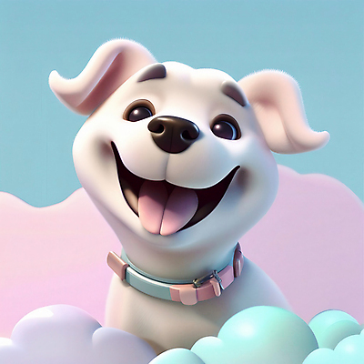 JPG 구름 편집이미지 한마리 동물캐릭터 사람없음 3D 귀여움 십이지신 개 개띠 디지털합성 십이지신캐릭터 목줄 편집3D AI컴퓨터그래픽 AI콘텐츠 자연요소 동물 캐릭터 1 컨셉 포유류 파일형식 반려용품