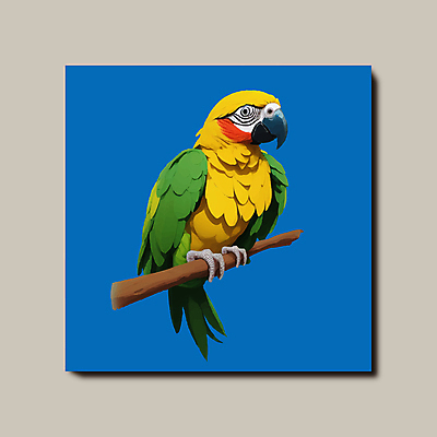 한마리 일러스트 조류 사람없음 파란색 노란색 나뭇가지 정사각형 앵무새 국내일러스트 AI파일 도형 나무 동물 1 컬러 파일형식 벡터