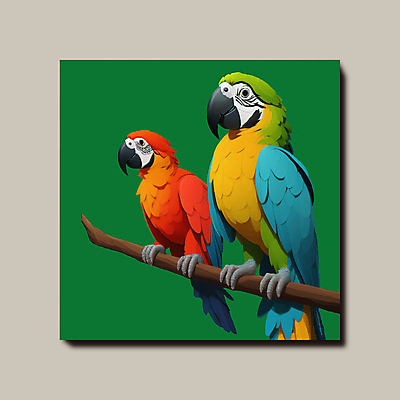 한쌍 두마리 일러스트 조류 사람없음 초록색 나뭇가지 정사각형 앵무새 국내일러스트 AI파일 도형 나무 동물 컬러 2 파일형식 벡터