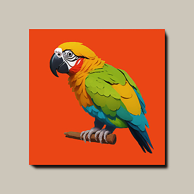 한마리 일러스트 조류 사람없음 빨간색 나뭇가지 정사각형 앵무새 국내일러스트 AI파일 도형 나무 동물 1 컬러 파일형식 벡터