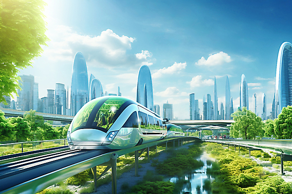 JPG 나무 구름 편집이미지 하늘 빌딩 사람없음 건물 강 기찻길 기차 에코 친환경 미래도시 모노레일 그린시티 이미지편집 편집실사 AI컴퓨터그래픽 AI콘텐츠 자연요소 식물 건축물 육상교통 미래 대중교통 환경 도시 CG 파일형식 그린뉴딜
