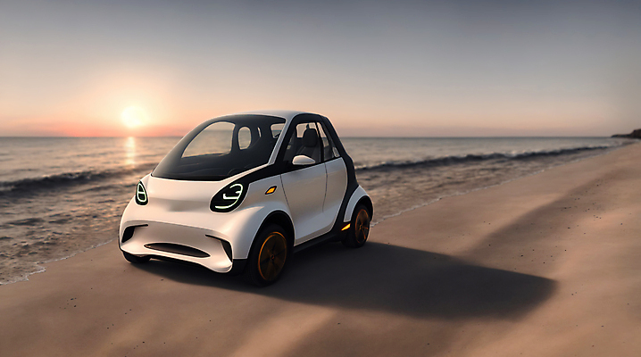 JPG 편집이미지 자동차 하늘 해변 사람없음 햇빛 일몰 디지털합성 미래자동차 전기자동차 편집소스 편집실사 AI포토 AI콘텐츠 육상교통 바다 태양 노을 CG 파일형식