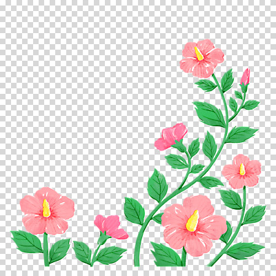 편집이미지 꽃 줄기 분홍색 잎 누끼 사람없음 무궁화 PNG 식물 컬러 파일형식