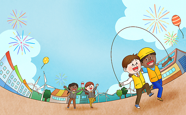 전신 PSD 외국인 나무 구름 여자 남자 일러스트 공장 하늘 어깨동무 협력 노동자 함께함 폭죽 서기 여러명 성인 건물 달리기 손잡기 화목 다정 만세 잡기 줄넘기 다인종 풍선 풍력기 평등 성인만 국내일러스트 자연요소 식물 직업 건축물 포즈 다수 컨셉 공업 모션 사람 인종 운동 풍력에너지 파일형식