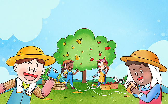 전신 PSD 외국인 나무 여자 남자 일러스트 노동자 함께함 대화 들기 여러명 상반신 성인 화목 다정 배 사과 농부 과수원 실전화기 과일나무 젖소 다인종 과일바구니 소통 평등 선박 성인만 국내일러스트 식물 직업 다수 컨셉 수상교통 농업 과일 모션 말하기 사람 인종 바구니 소 파일형식