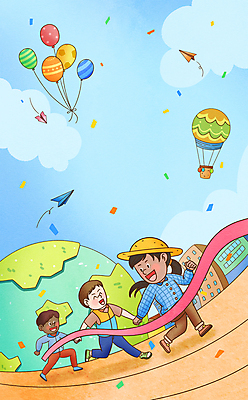 전신 PSD 외국인 여자 남자 지구 일러스트 협력 노동자 함께함 성인 건물 세명 달리기 손잡기 화목 다정 열기구 종이비행기 꽃가루 다인종 풍선 결승선 평등 성인만 국내일러스트 직업 건축물 컨셉 항공교통 모션 사람 인종 가루 종이접기 파일형식