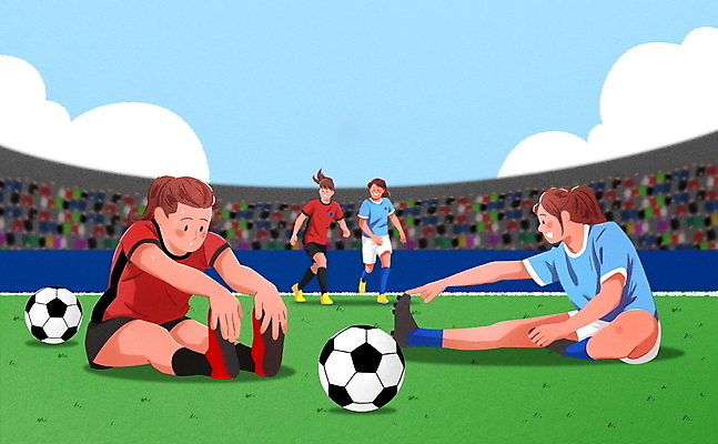 전신 PSD 구름 여자 유니폼 일러스트 축구공 축구선수 숙이기 앉기 경기 여러명 성인 걷기 축구 스트레칭 경기장 군중 축구장 축구복 축구경기 성인여자만 국내일러스트 자연요소 옷 스포츠 포즈 다수 공 축구용품 스포츠시설 모션 운동선수 사람 운동복 운동 구기 여자만 성인만 파일형식