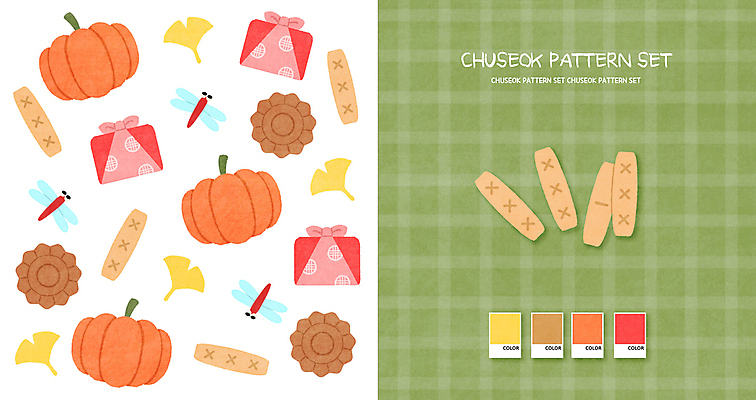 PSD 백그라운드 패턴 일러스트 호박 선물 사람없음 추석 가을 잠자리 윷 보따리 체크무늬 은행잎 약과 추석선물 명절선물 아기자기 국내일러스트 계절 명절 곤충 컨셉 잎 무늬 채소 전통음식 윷놀이 파일형식