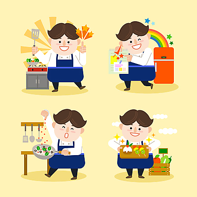 전신 남자 별 음식 인물캐릭터 무지개 채소 과일 일러스트 탁자 주방용품 디저트 직업캐릭터 윙크 요리 서기 들기 여러명 성인 요리사 교육자 교사 조미료 프라이팬 가스레인지 나무상자 뿌리기 뒤집개 냉장고 레시피 따봉 성인남자만 월간캐릭터 일러캐릭터 AI파일 자연요소 직업 캐릭터 가구 생활용품 다수 모션 표정 사람 상자 가전제품 레인지 최고 향미료 남자만 성인만 파일형식 벡터