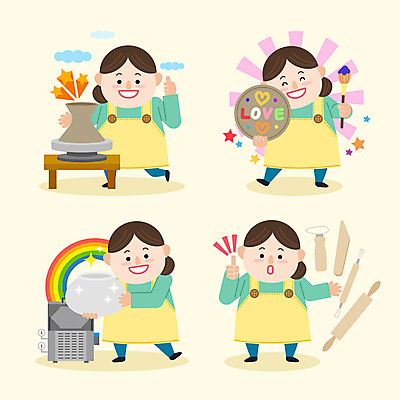 전신 구름 여자 별 인물캐릭터 무지개 일러스트 탁자 직업캐릭터 사랑 서기 들기 여러명 성인 교육자 교사 앞치마 붓 도자기 그리기 도자기공예 공예가 도예가 도자기물레 성인여자만 가마_도구 공예도구 월간캐릭터 일러캐릭터 AI파일 자연요소 직업 캐릭터 감정 가구 다수 모션 사람 도구 공예 물레 여자만 성인만 파일형식 벡터