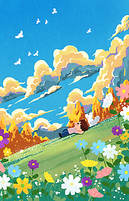 전신 PSD 구름 한마리 남자 여유 꽃밭 일러스트 하늘 휴식 산 한명 풍경 초원 성인 눕기 올려보기 가을 코스모스 감성 새떼 성인남자한명만 국내일러스트 자연요소 1 계절 꽃 감정 컨셉 모션 조류 사람 남자한명만 성인남자만 파일형식