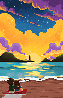 전신 PSD 구름 커플 여자 남자 여유 섬 일러스트 밤하늘 어깨동무 휴식 등대 앉기 풍경 성인 해변 두명 태양 일몰 가을 구경 돗자리 힐링 감성 성인만 윤슬 국내일러스트 자연요소 계절 감정 물결 바다 포즈 컨셉 관계 모션 하늘 사람 노을 야간 파일형식