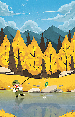 전신 PSD 구름 남자 호수 일러스트 하늘 낚시 산 어류 한명 들기 풍경 성인 반사 가을 바위 낚싯대 낚시꾼 은행나무 감성 성인남자한명만 국내일러스트 자연요소 나무 1 계절 컨셉 모션 레저 사람 수중동물 돌_바위 낚시용품 남자한명만 성인남자만 파일형식