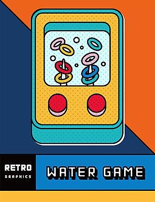 포스터 일러스트 버튼 사람없음 물 컬러풀 장난감 거품 고리 게임기 오브젝트 복고 팝아트 고리던지기 뉴트로 국내일러스트 AI파일 자연요소 컬러 던지기 그림 파일형식 벡터