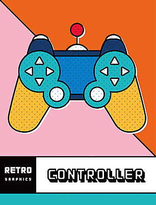 포스터 일러스트 버튼 사람없음 컬러풀 장난감 게임 오브젝트 복고 팝아트 조이스틱 게임콘트롤러 방향키 휴대용게임기 뉴트로 국내일러스트 AI파일 컬러 놀이 휴대용 게임기 그림 파일형식 벡터
