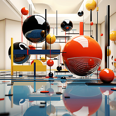 JPG 편집이미지 공 추상 사람없음 그래픽 컬러풀 반사 3D 공간 원형 구슬 디지털합성 직선 기하학 입체도형 편집소스 이미지편집 편집3D AI컴퓨터그래픽 AI콘텐츠 도형 선 컬러 무늬 입체 파일형식