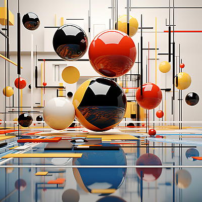 JPG 편집이미지 공 추상 사람없음 그래픽 컬러풀 반사 3D 공간 원형 구슬 디지털합성 직선 기하학 입체도형 편집소스 이미지편집 편집3D AI컴퓨터그래픽 AI콘텐츠 도형 선 컬러 무늬 입체 파일형식