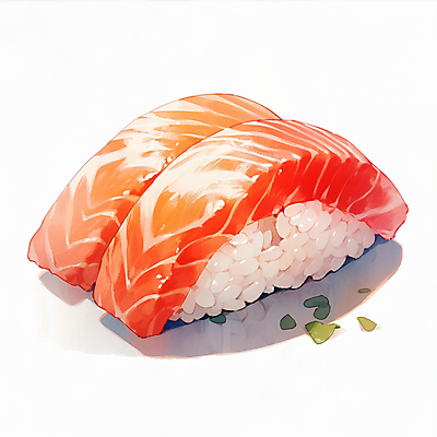 JPG 음식 일러스트 사람없음 일본 초밥 연어 연어요리 연어초밥 연어회 일본음식 국내일러스트 AI일러스트 AI콘텐츠 아시아 어류 생선회 파일형식