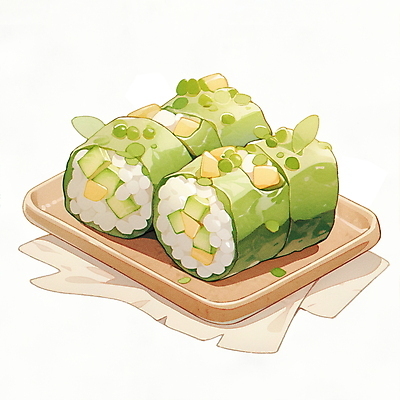 JPG 음식 일러스트 사람없음 일본 롤 나무쟁반 롤스시 일본음식 국내일러스트 AI일러스트 AI콘텐츠 아시아 쟁반 목재 초밥 파일형식