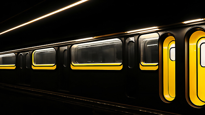 JPG 편집이미지 라이프스타일 선 창문 사람없음 빛 노란색 문 검은색 전철 디지털합성 네온 편집실사 AI포토 AI콘텐츠 육상교통 컬러 대중교통 생활 CG 파일형식