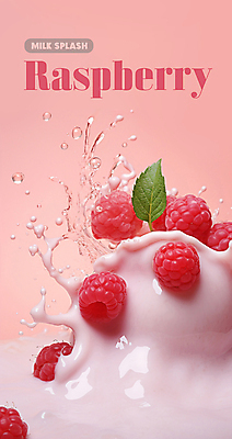 PSD 편집이미지 분홍색 잎 사람없음 우유 물방울 뿌리기 산딸기 튀는물 파스텔톤 스플래쉬 이미지편집 식물 컬러 과일 모션 유제품 액체표현 파일형식