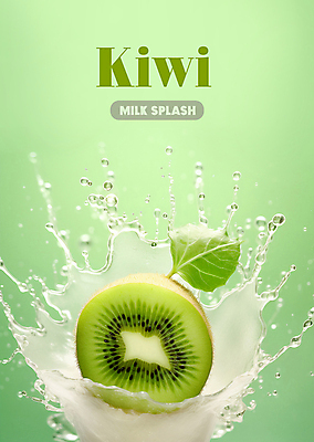 PSD 편집이미지 잎 키위 사람없음 연두색 우유 물방울 뿌리기 튀는물 파스텔톤 스플래쉬 이미지편집 식물 컬러 과일 모션 유제품 초록색 액체표현 파일형식