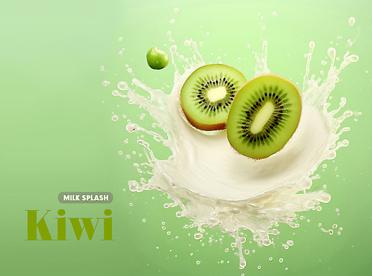 PSD 편집이미지 키위 사람없음 연두색 우유 물방울 뿌리기 튀는물 파스텔톤 스플래쉬 이미지편집 컬러 과일 모션 유제품 초록색 액체표현 파일형식