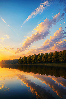 JPG 구름 편집이미지 하늘 산 풍경 사람없음 야외 강 반사 일몰 편집실사 AI포토 AI콘텐츠 자연요소 노을 CG 파일형식