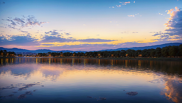JPG 구름 편집이미지 하늘 산 풍경 사람없음 야외 빛 강 반사 일몰 도시 편집실사 AI포토 AI콘텐츠 자연요소 노을 CG 파일형식