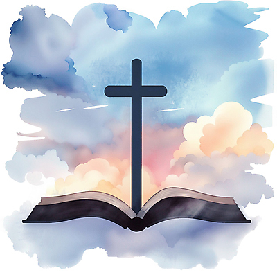 PSD 구름 기독교 십자가 일러스트 하늘 수채화 사람없음 책 컬러풀 노을 성경 국내일러스트 자연요소 종교 컬러 종교용품 파일형식