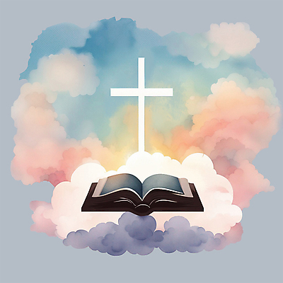 PSD 구름 기독교 십자가 일러스트 하늘 수채화 사람없음 책 컬러풀 성경 국내일러스트 자연요소 종교 컬러 종교용품 파일형식