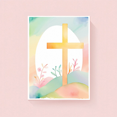 PSD 기독교 십자가 일러스트 수채화 프레임 사람없음 컬러풀 사각형 풀잎 파스텔톤 국내일러스트 도형 종교 컬러 잎 풀_식물 파일형식