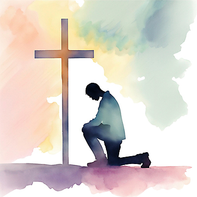 전신 PSD 남자 실루엣 기독교 십자가 일러스트 수채화 한명 성인 컬러풀 기도 무릎꿇기 성인남자한명만 국내일러스트 1 종교 컬러 모션 촬영기법 사람 남자한명만 성인남자만 파일형식