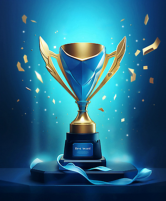 PSD 편집이미지 리본 이벤트 사람없음 그래픽 파란색 빛 반짝임 트로피 오브젝트 꽃가루 눈부심 시상 시상식 이미지편집 컬러 모션 가루 상_우승 파일형식