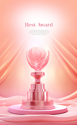PSD 편집이미지 분홍색 이벤트 사람없음 그래픽 빛 반짝임 천 트로피 오브젝트 눈부심 시상 시상식 로즈골드 이미지편집 컬러 모션 직물 상_우승 파일형식