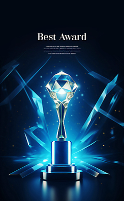 PSD 편집이미지 이벤트 사람없음 그래픽 파란색 빛 반짝임 크리스탈 트로피 오브젝트 눈부심 시상 시상식 이미지편집 컬러 모션 광석 상_우승 파일형식