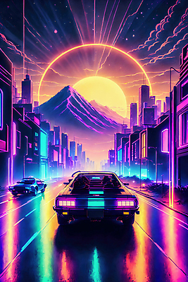 JPG 구름 편집이미지 도로 선 자동차 하늘 미래 산 거리 사람없음 건물 컬러풀 태양 도시 네온 형광 이미지편집 편집실사 AI컴퓨터그래픽 AI콘텐츠 자연요소 건축물 길 육상교통 컬러 컨셉 교통시설 빛 CG 파일형식