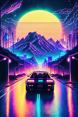 JPG 구름 편집이미지 도로 선 자동차 하늘 미래 산 사람없음 컬러풀 태양 도시 네온 형광 이미지편집 편집실사 AI컴퓨터그래픽 AI콘텐츠 자연요소 길 육상교통 컬러 컨셉 교통시설 빛 CG 파일형식