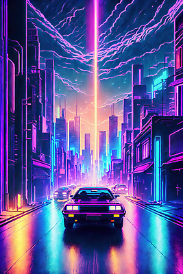 JPG 구름 편집이미지 도로 선 자동차 하늘 미래 거리 빌딩 사람없음 건물 컬러풀 도시 네온 형광 이미지편집 편집실사 AI컴퓨터그래픽 AI콘텐츠 자연요소 건축물 길 육상교통 컬러 컨셉 교통시설 빛 CG 파일형식