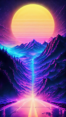 JPG 구름 편집이미지 도로 선 하늘 미래 산 사람없음 컬러풀 태양 네온 형광 이미지편집 편집실사 AI컴퓨터그래픽 AI콘텐츠 자연요소 길 컬러 컨셉 교통시설 빛 CG 파일형식