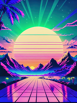 JPG 구름 편집이미지 도로 선 하늘 미래 산 사람없음 컬러풀 야자수 태양 네온 격자 형광 이미지편집 편집실사 AI컴퓨터그래픽 AI콘텐츠 자연요소 나무 길 컬러 컨셉 무늬 교통시설 빛 CG 파일형식