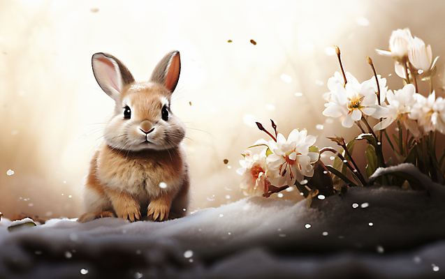 JPG 편집이미지 꽃잎 꽃 설경 사람없음 설원 토끼 디지털합성 눈내림 편집소스 눈덮임 편집실사 AI포토 AI콘텐츠 식물 컨셉 겨울 포유류 눈_날씨 풍경 반려동물 CG 파일형식