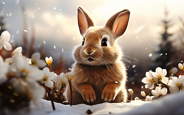 JPG 편집이미지 꽃잎 꽃 설경 사람없음 설원 토끼 디지털합성 눈내림 편집소스 눈덮임 편집실사 AI포토 AI콘텐츠 식물 컨셉 겨울 포유류 눈_날씨 풍경 반려동물 CG 파일형식