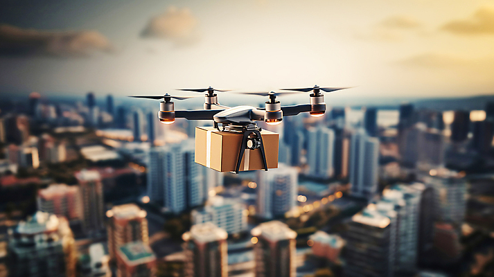 JPG 구름 편집이미지 하늘 사람없음 야외 고층빌딩 도시 운반 배송 택배상자 드론 편집실사 AI포토 AI콘텐츠 자연요소 빌딩 상자 CG 택배 파일형식