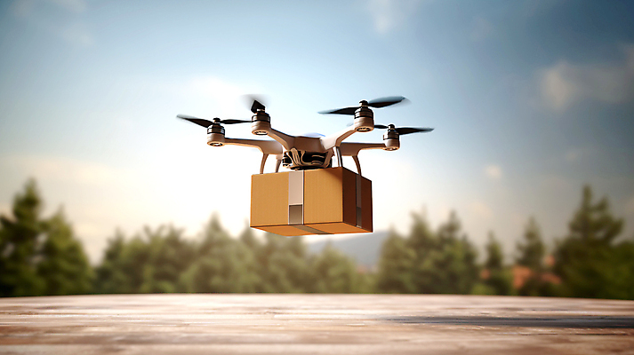 JPG 구름 편집이미지 공원 하늘 사람없음 야외 운반 숲 배송 택배상자 드론 편집실사 AI포토 AI콘텐츠 자연요소 공공시설 상자 CG 택배 파일형식