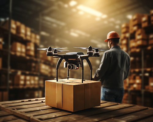 JPG 편집이미지 남자 실내 한명 상반신 성인 아웃포커스 운반 배송 택배상자 드론 물류창고 성인남자한명만 편집실사 AI인물포토 AI콘텐츠 1 촬영기법 사람 내부 상자 창고 CG 택배 남자한명만 성인남자만 파일형식 AI포토