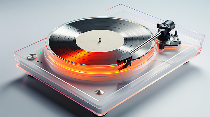 JPG 편집이미지 사람없음 빛 주황색 은색 디지털합성 오브젝트 네온 턴테이블 편집소스 편집실사 AI포토 AI콘텐츠 컬러 CG 파일형식